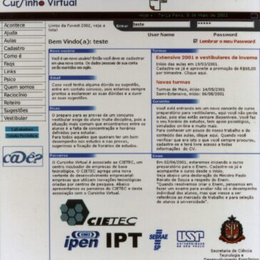 Tela do Cursinho Virtual desenvolvido pela Magyar , empresa incubada pelo Cietec