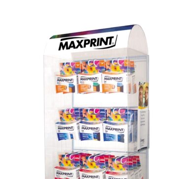 Display de balcão exclusivo dos produtos Maxprint
