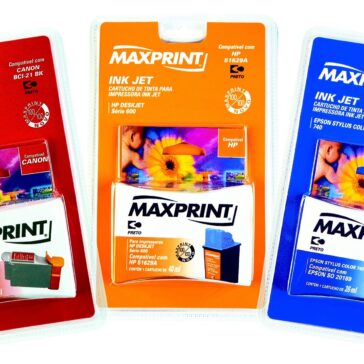 Linha de cartuchos de tinta compatíveis para impressoras Inkijet em embalagem blister