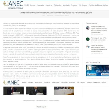 Corte na filantropia deve ser pauta de audiência pública no Parlamento gaúcho – Anec