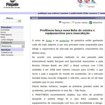Profitness lança nova linha de esteira e equipamentos para musculação – Site – Pingado