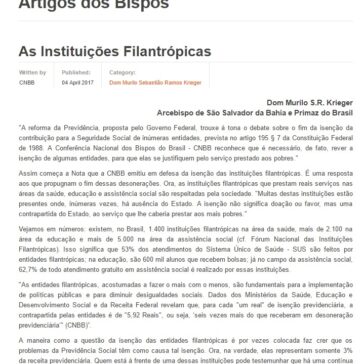 As Instituições Filantrópicas – CNBB