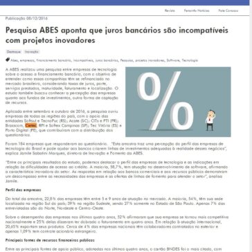 Pesquisa ABES aponta que juros bancários são incompatíveis com projetos inovadores – TI Maior