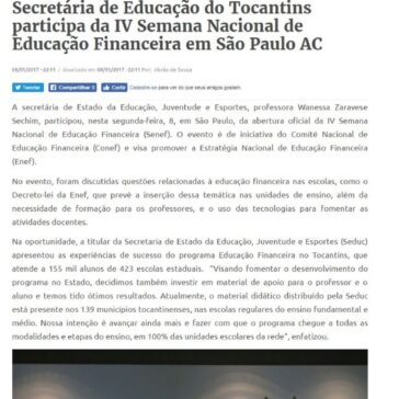 Secretária de Educação do Tocantins participa da IV Semana Nacional de Educação Financeira em São Paulo AC – Surgiu
