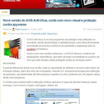 Nova versão do AVG Anti-Vírus, conta com novo visual e proteção contra spywares  -Site – EdSouza