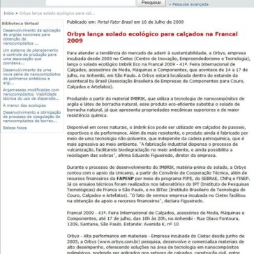Orbys lança solado ecológico para calçados na Francal 2009 – Site – fapesp
