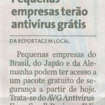 Pequenas empresas terão antivírus grátis – Jornal – Folha de S.Paulo – Página F2