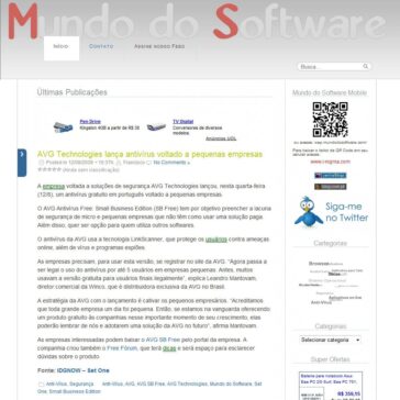 AVG Technologies lança antivírus voltado a pequenas empresas – Site – Mundo do Software