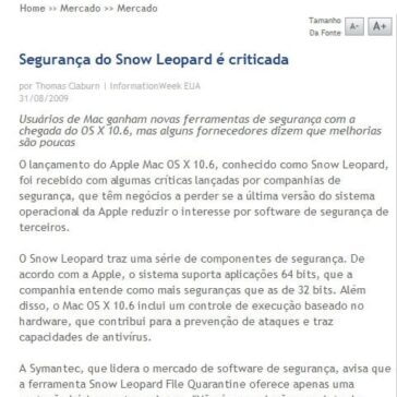 Segurança do Snow Leopard é criticada – Site – It Web