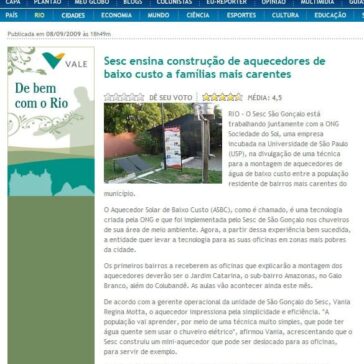 Sesc ensina construção de aquecedores de baixo custo a famílias mais carentes – Site – O Globo