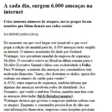 A cada dia, surgem 6.000 ameaças na internet – Site – Folha de S.Paulo