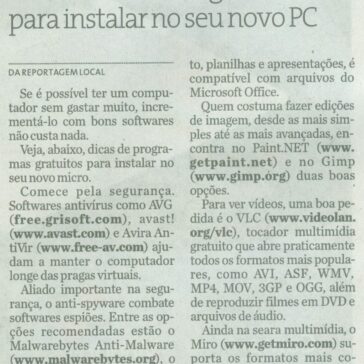 Confira softwares gratuitos para instalar no seu novo PC – Jornal – Folha de S.Paulo – Página F4