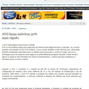 AVG lança antivírus 50% mais rápido – Site – Pernambuco