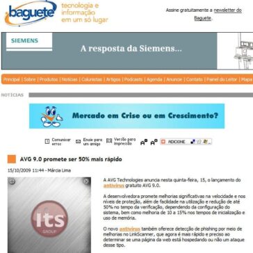 AVG 9.0 promete ser 50% mais rápido – Site – Baguete