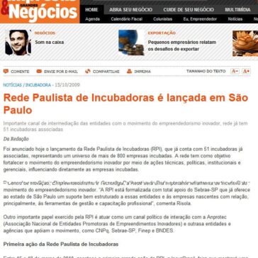 Rede Paulista de Incubadoras é lançada em São Paulo – Site – PEGN