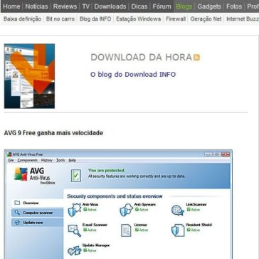 AVG 9 Free ganha mais velocidade – Site – Info Blogs