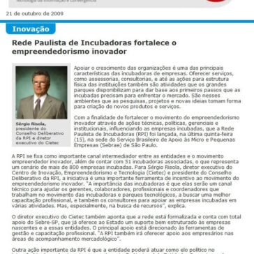 Rede Paulista de Incubadoras fortalece o empreendedorismo inovador – Site – Tic Mercado