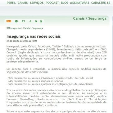 Insegurança nas redes sociais – Site – B2B