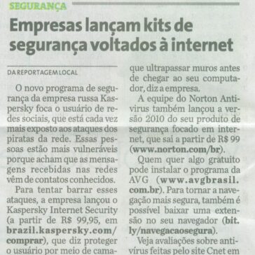Empresas lançam kits de segurança voltados à internet – Jornal – Folha de S.Paulo – Página F6