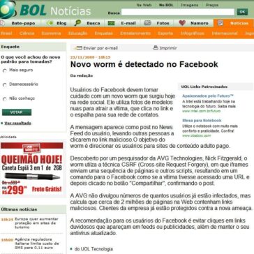 Novo worm é detectado no Facebook – Site – Bol