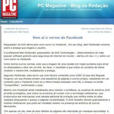Vem aí o verme do Facebook – Site – PC Magazine