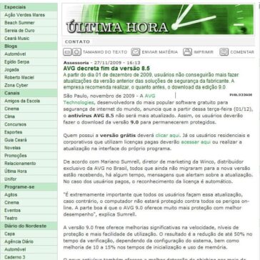 AVG decreta fim da versão 8.5 – Site – Verdes Mares