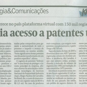 Brasil amplia acesso a patentes tecnológicas – Jornal – Valor Econômico – Página B3