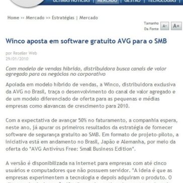 Winco aposta em software gratuito AVG para o SMB – Site – IT Web