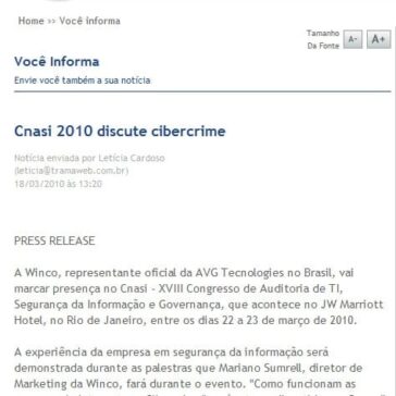 Cnasi 2010 discute cibercrime – Site – IT Web