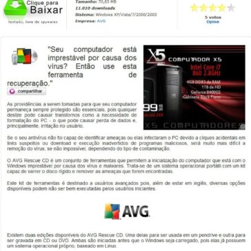 AVG Rescue CD (pendrive) 9.0 – Site – Baixaki