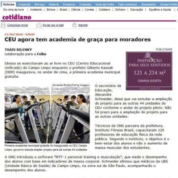 CEU agora tem academia de graça para moradores – Folha Online