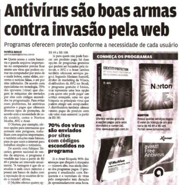 Antivírus são boas armas contra invasão pela web – Diário de S.Paulo