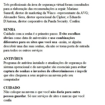 Dicas de Segurança – Site – Folha de S.Paulo