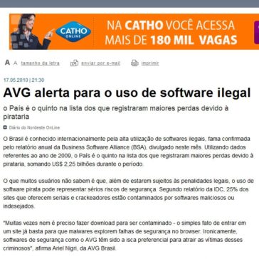 AVG alerta para o uso de software ilegal – Gazeta Web