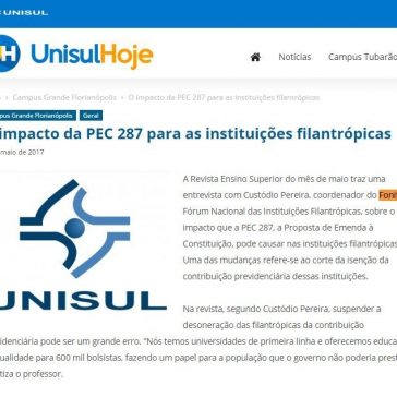 O impacto da PEC 287 para as instituições filantrópicas – Unisul