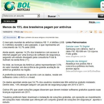 Menos de 15% dos brasileiros pagam por antivírus – BOL