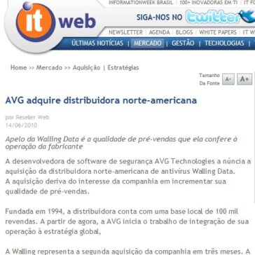 AVG adquire distribuidora norte-americana – It Web