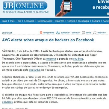 AVG alerta sobre ataque de hackers ao Facebook – Jornal do Brasil