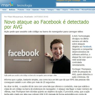 Novo ataque ao Facebook é detectado por AVG – MSN Tecnologia