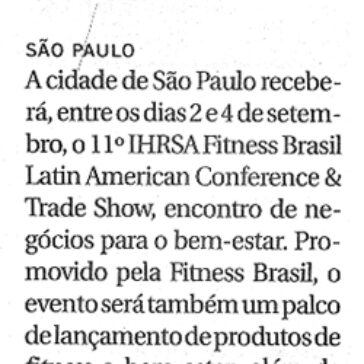 Capital terá 11ª edição de evento fitness em setembro – DCI – Pág. C6