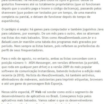 Especial aplicativos: os campeões de download – IT Web