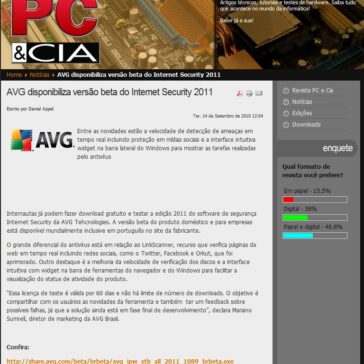 AVG disponibiliza versão beta do Internet Security 2011 – PC & Cia