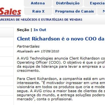 Clent Richardson é o novo COO da AVG – Partner Sales