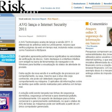 AVG lança o Internet Security 2011 – Risk Report