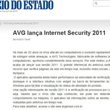 AVG lança Internet Security 2011 – Correio do Estado
