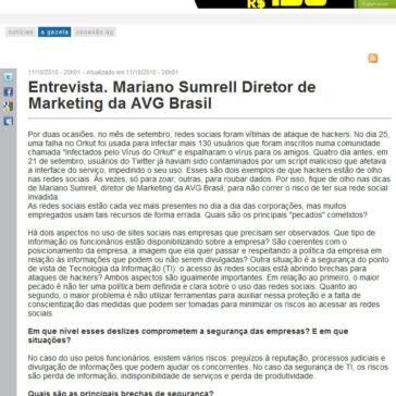 Entrevista. Mariano Sumrell Diretor de Marketing da AVG Brasil – A Gazeta Online
