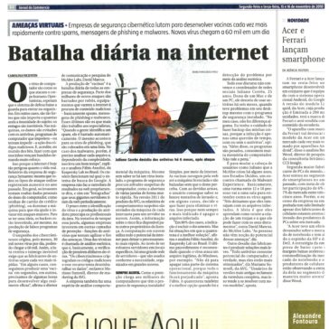 Batalha diária na internet – Jornal do Commercio – Página B8