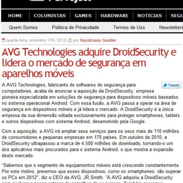 AVG Technologies adquire DroidSecurity e lidera o mercado de segurança em aparelhos móveis – PC Project