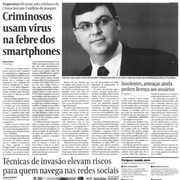Criminosos usam vírus na febre dos smartphones – Valor Econômico – Página B3