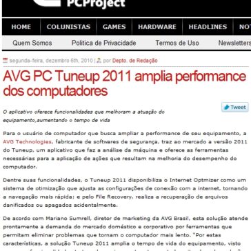 AVG PC Tuneup 2011 amplia performance dos computadores – PC Project